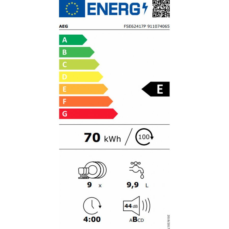 AEG FSE62417P Πλήρως Εντοιχιζόμενο Πλυντήριο Πιάτων για 9 Σερβίτσια Π44.6xY81.8εκ. Λευκό AEG FSE62417P Πλήρως Εντοιχιζόμενο Πλυντήριο Πιάτων για 9 Σερβίτσια Π44.6xY81.8εκ. Λευκό